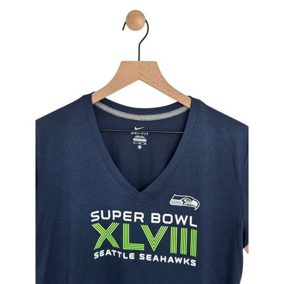 WOMENS Nike Seattle Seahawks Super Bowl Champions 2014 V-Neck T-Shirt XL - Picture 4 of 7